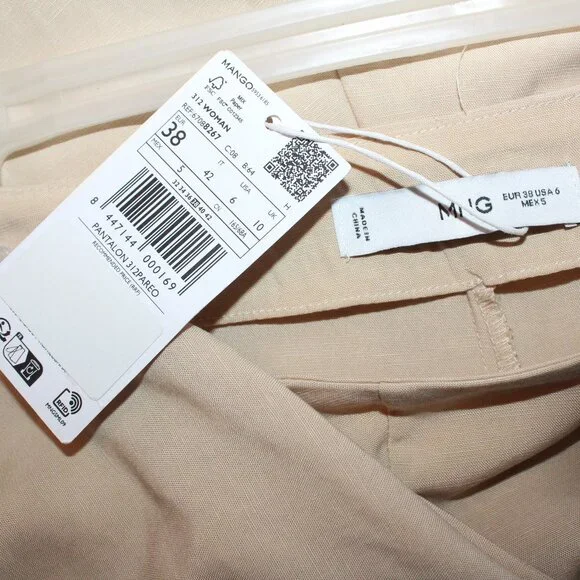 MNG by Mango NWT Linen Blend Tie Front Wide Leg Pants/Trouser - Picture 11 of 12